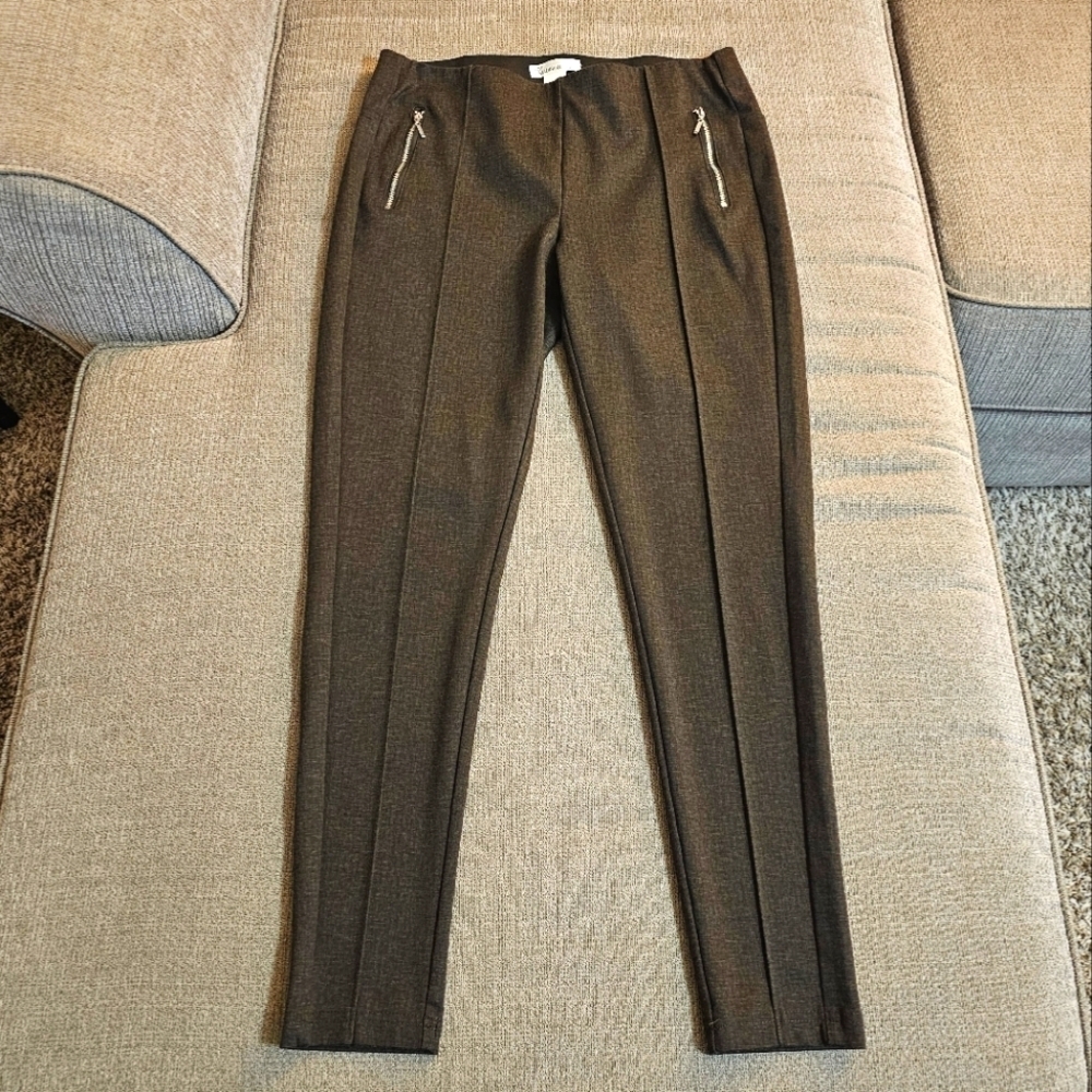 89th & Madison Black Gray Brown Career Office Work Pull-On Pants Medium